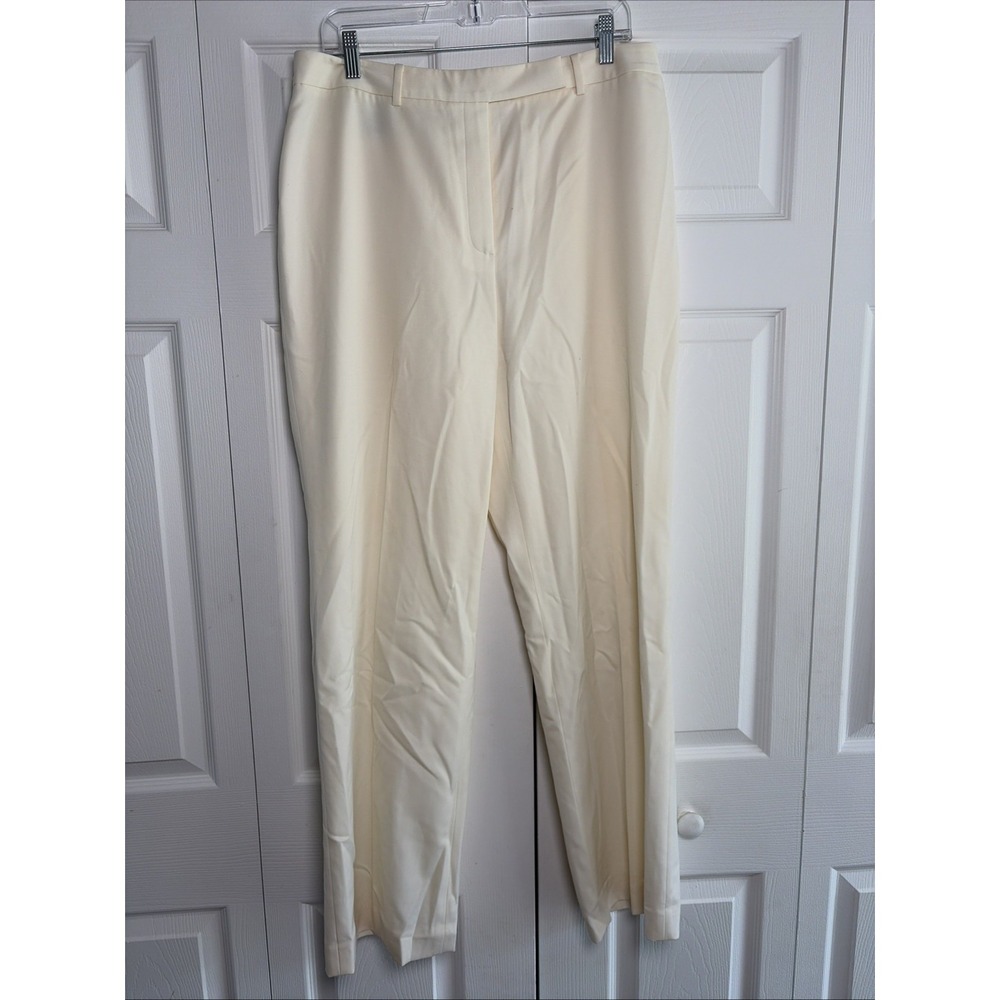 Brooks Brothers Straight Leg Dress Pants Womens Size 14 Ivory White Wool‎ Career